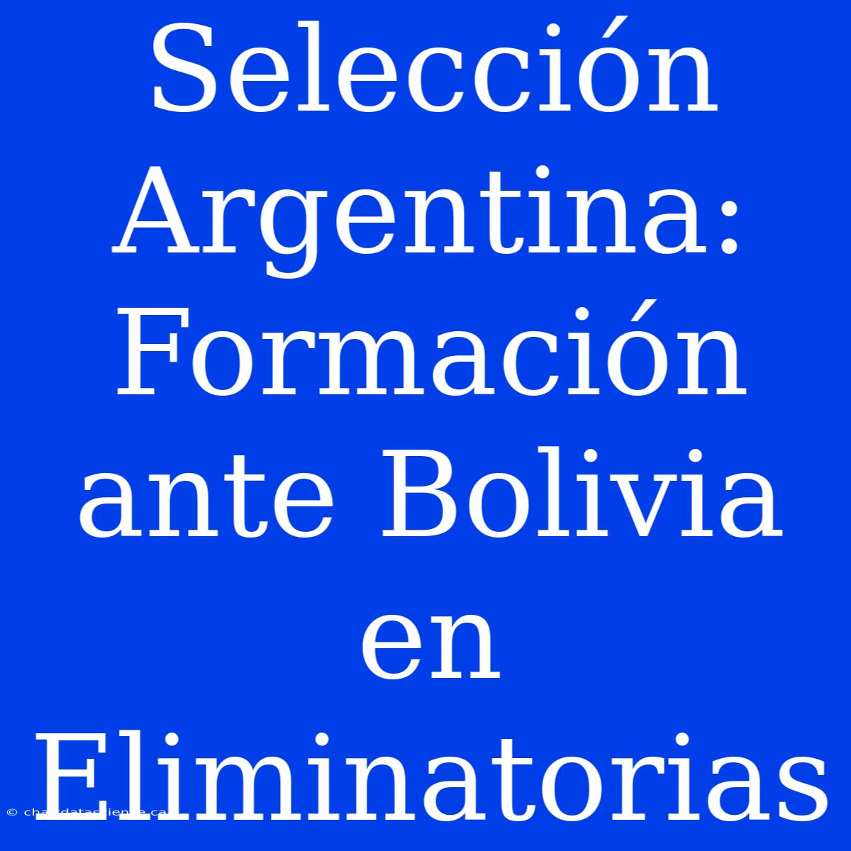 Selección Argentina: Formación Ante Bolivia En Eliminatorias