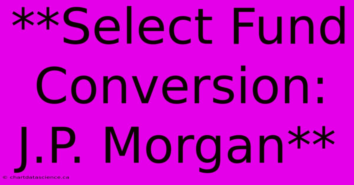 **Select Fund Conversion: J.P. Morgan**