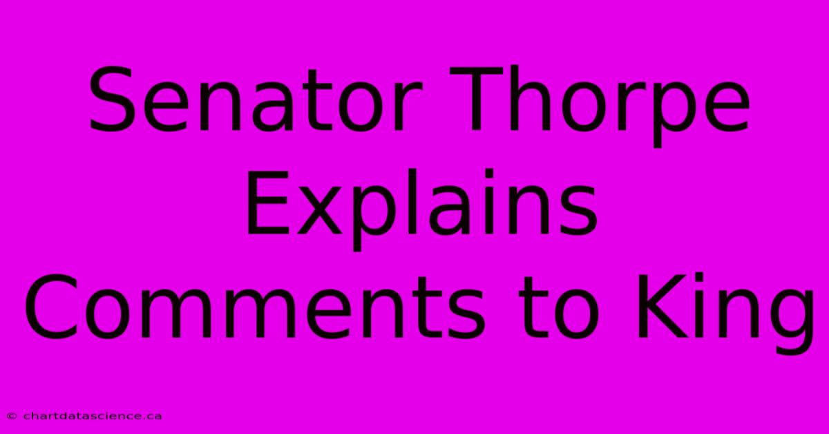 Senator Thorpe Explains Comments To King 