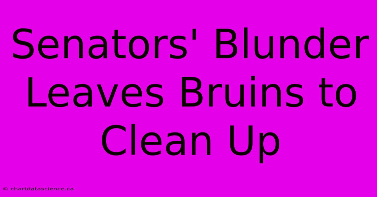 Senators' Blunder Leaves Bruins To Clean Up