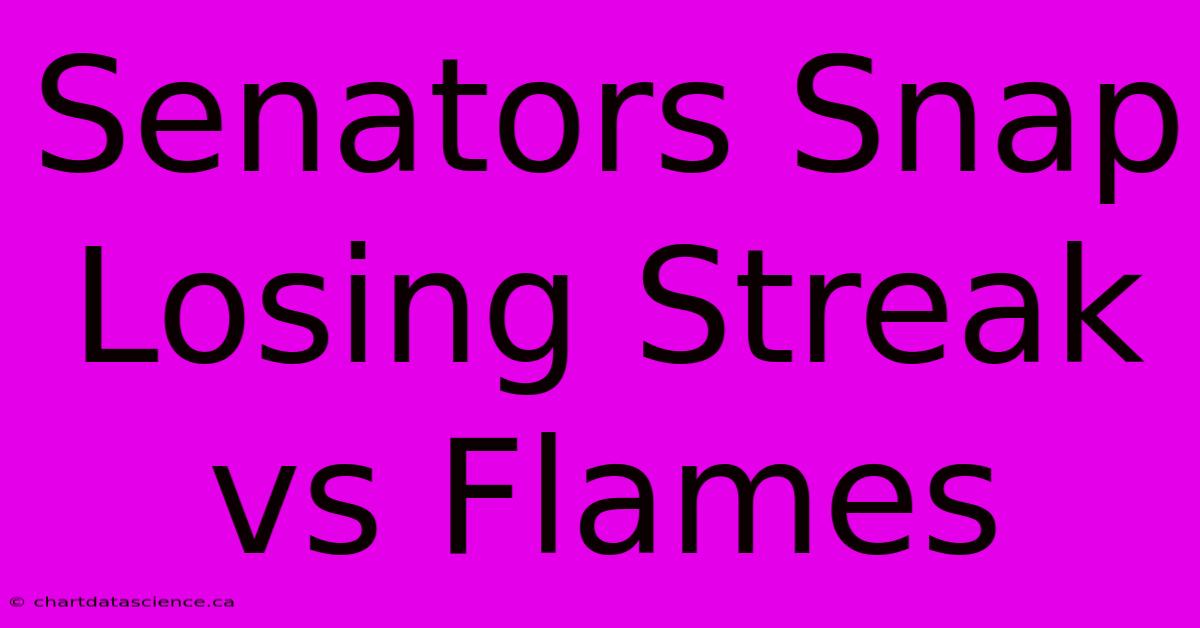 Senators Snap Losing Streak Vs Flames