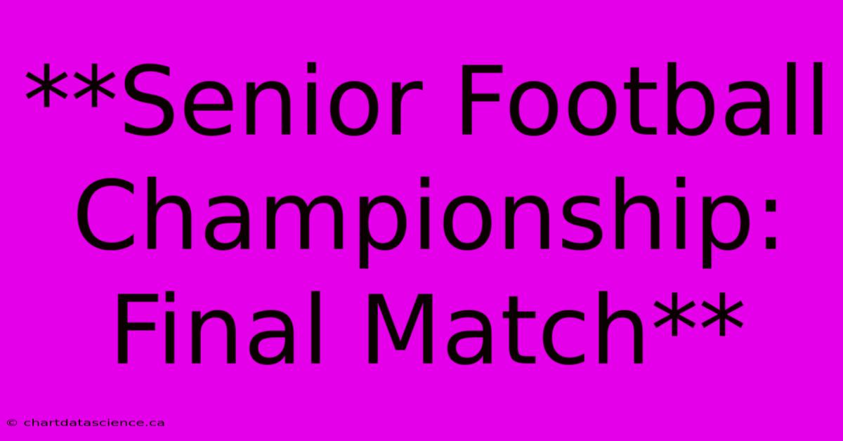 **Senior Football Championship: Final Match**