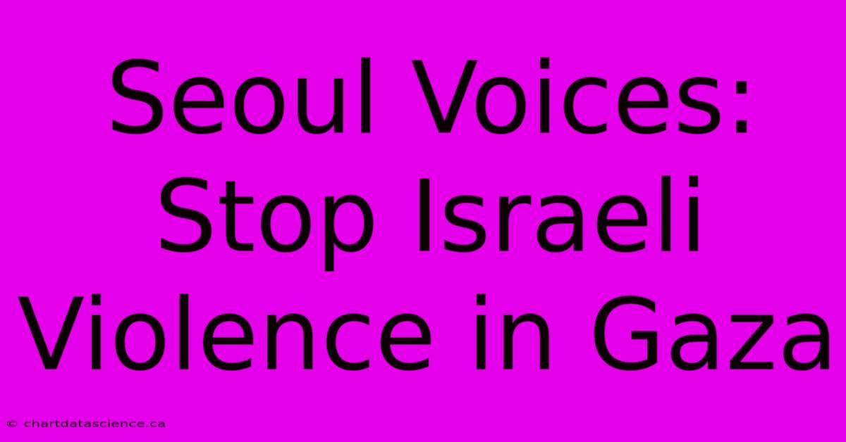 Seoul Voices: Stop Israeli Violence In Gaza 