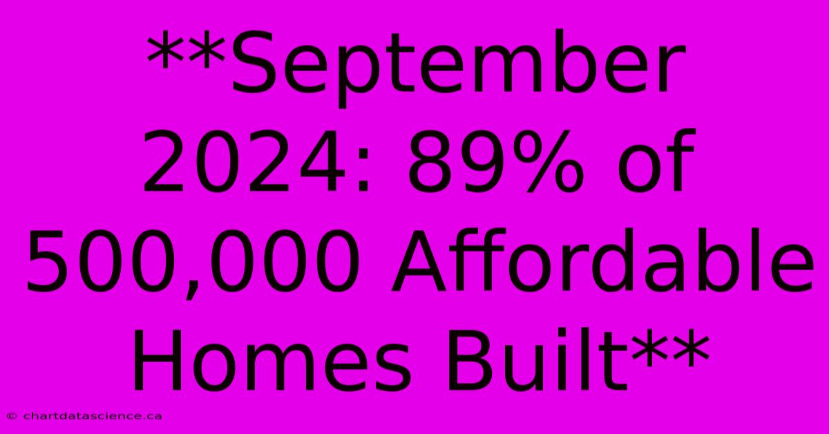 **September 2024: 89% Of 500,000 Affordable Homes Built**