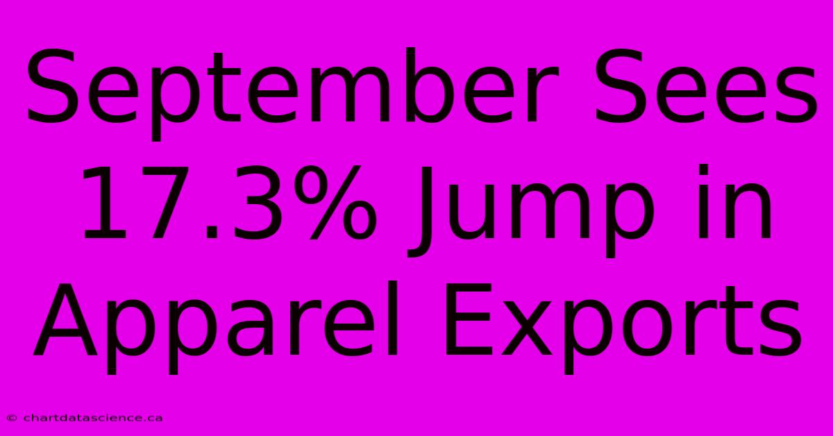 September Sees 17.3% Jump In Apparel Exports