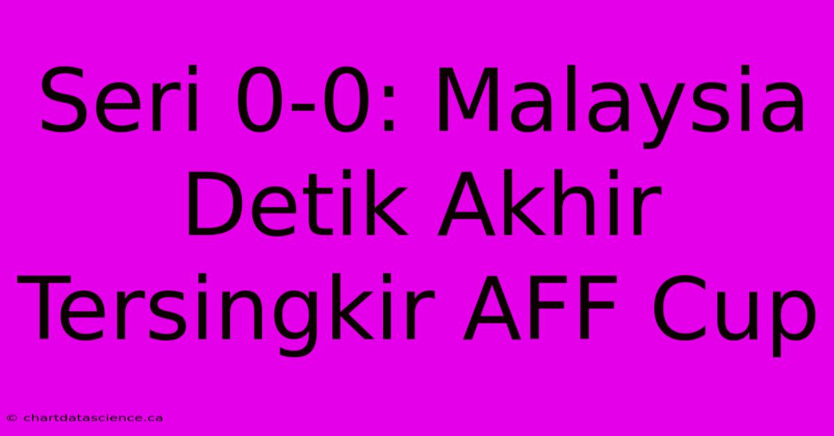 Seri 0-0: Malaysia Detik Akhir Tersingkir AFF Cup