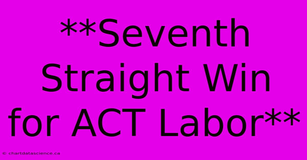 **Seventh Straight Win For ACT Labor** 