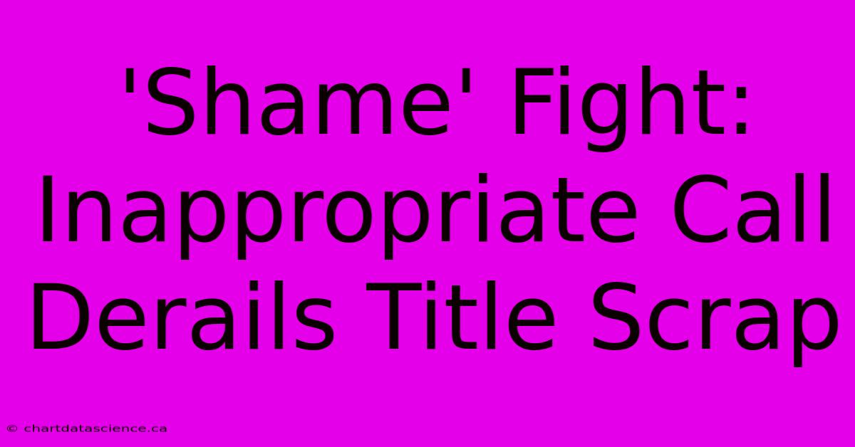 'Shame' Fight: Inappropriate Call Derails Title Scrap