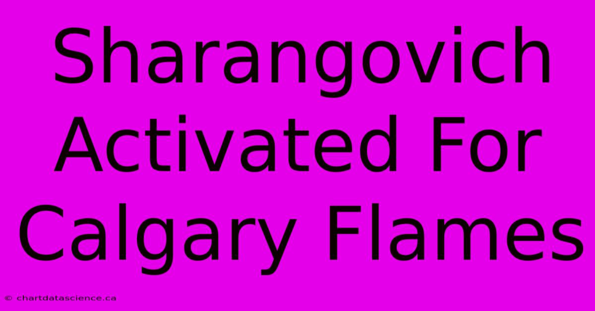 Sharangovich Activated For Calgary Flames 