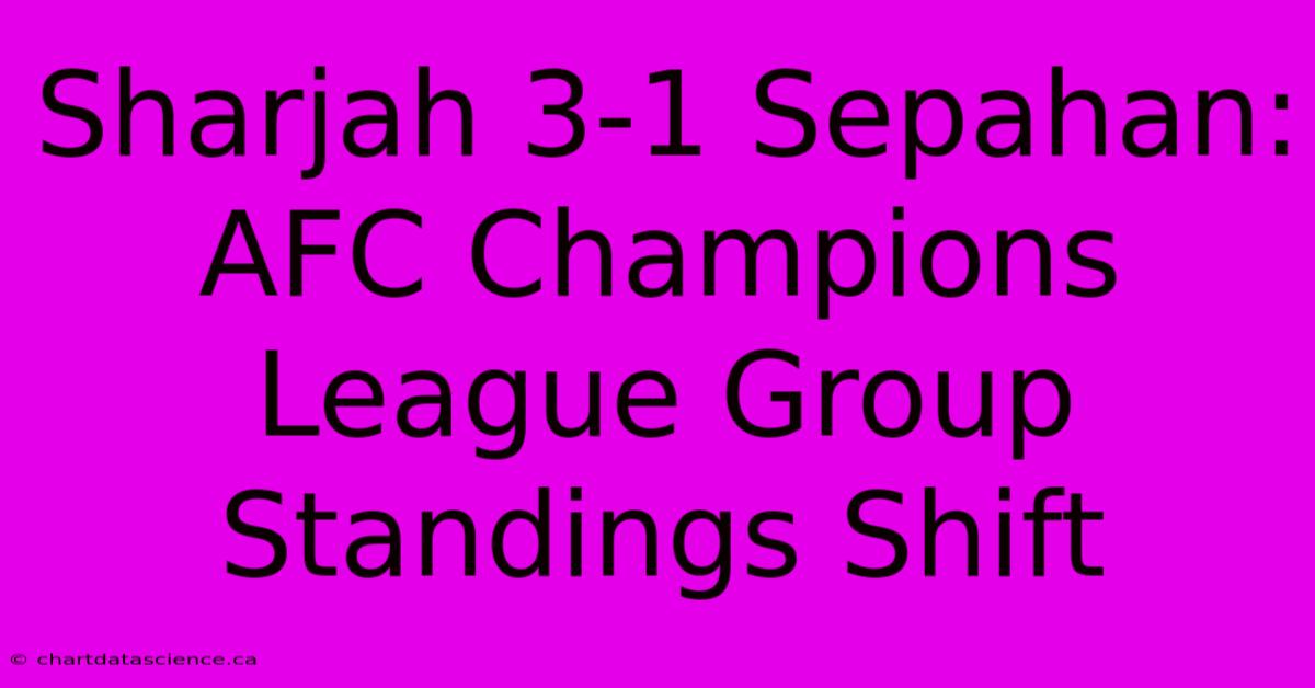 Sharjah 3-1 Sepahan: AFC Champions League Group Standings Shift