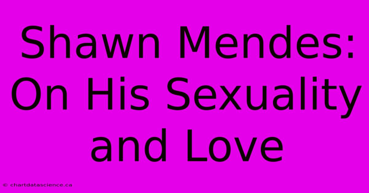 Shawn Mendes: On His Sexuality And Love 