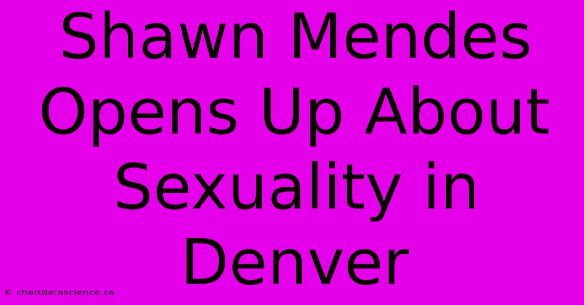 Shawn Mendes Opens Up About Sexuality In Denver