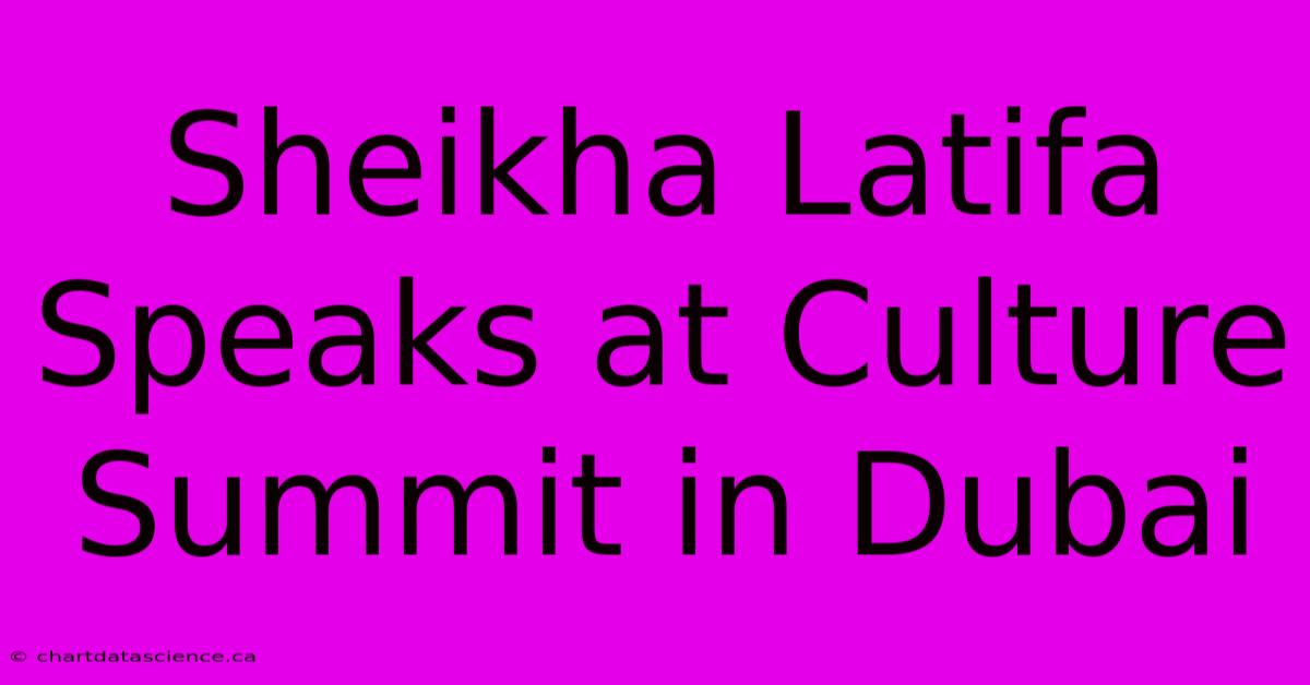 Sheikha Latifa Speaks At Culture Summit In Dubai