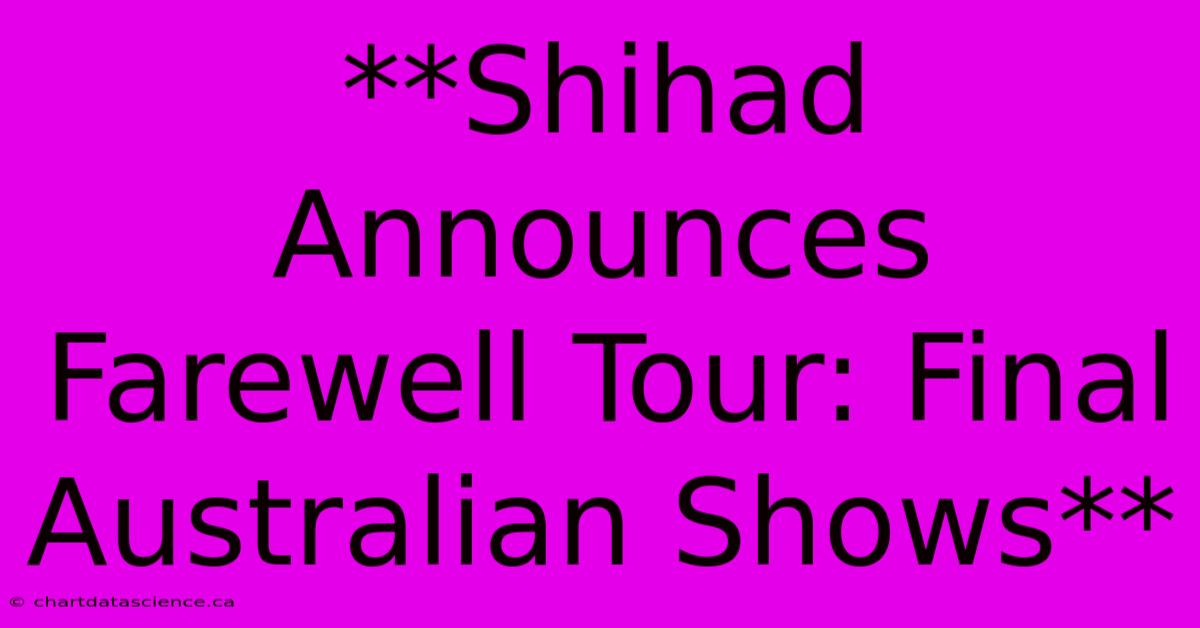 **Shihad Announces Farewell Tour: Final Australian Shows**