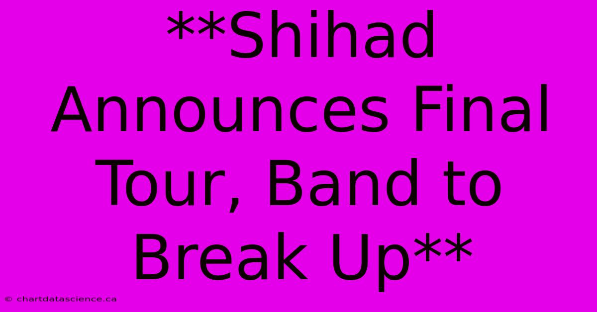 **Shihad Announces Final Tour, Band To Break Up** 