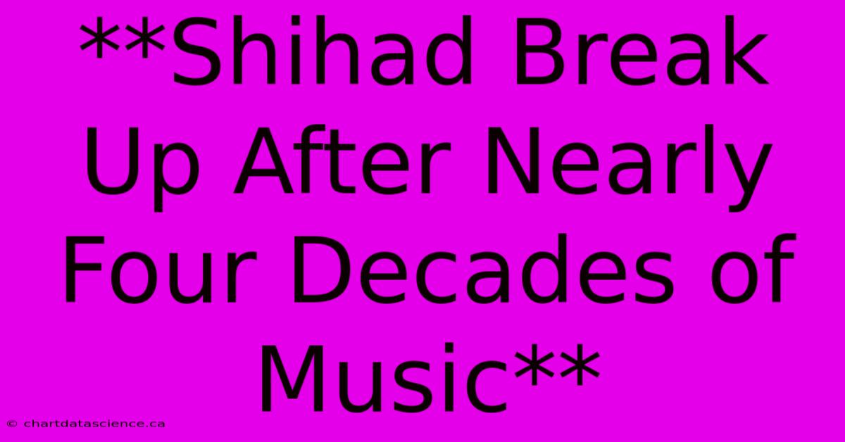 **Shihad Break Up After Nearly Four Decades Of Music**