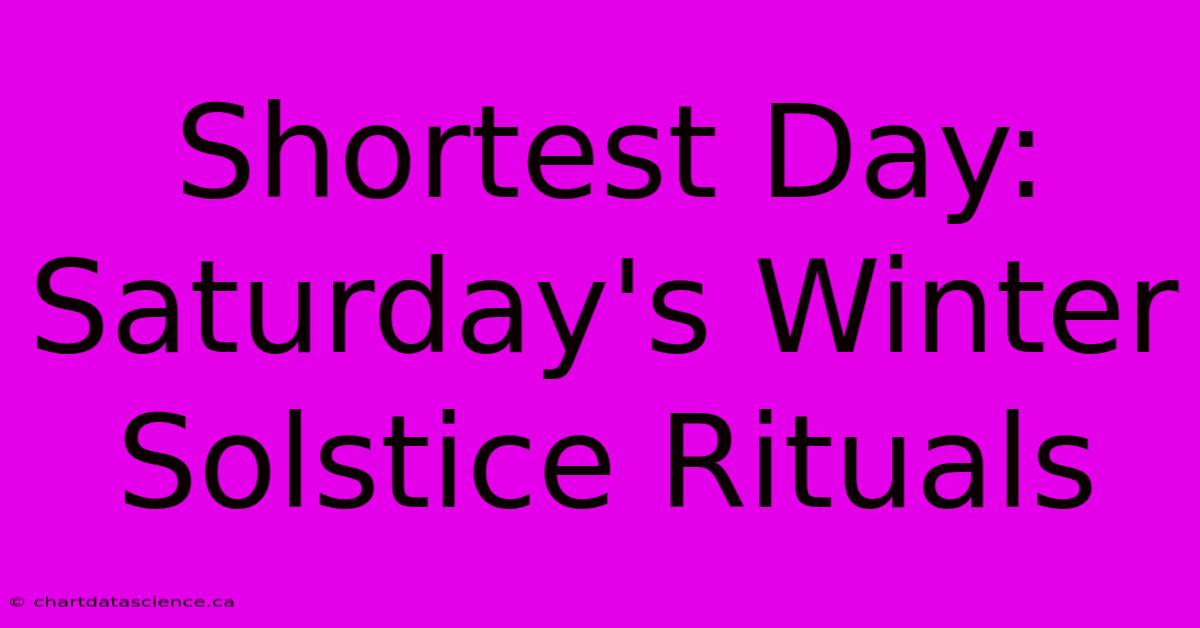 Shortest Day: Saturday's Winter Solstice Rituals