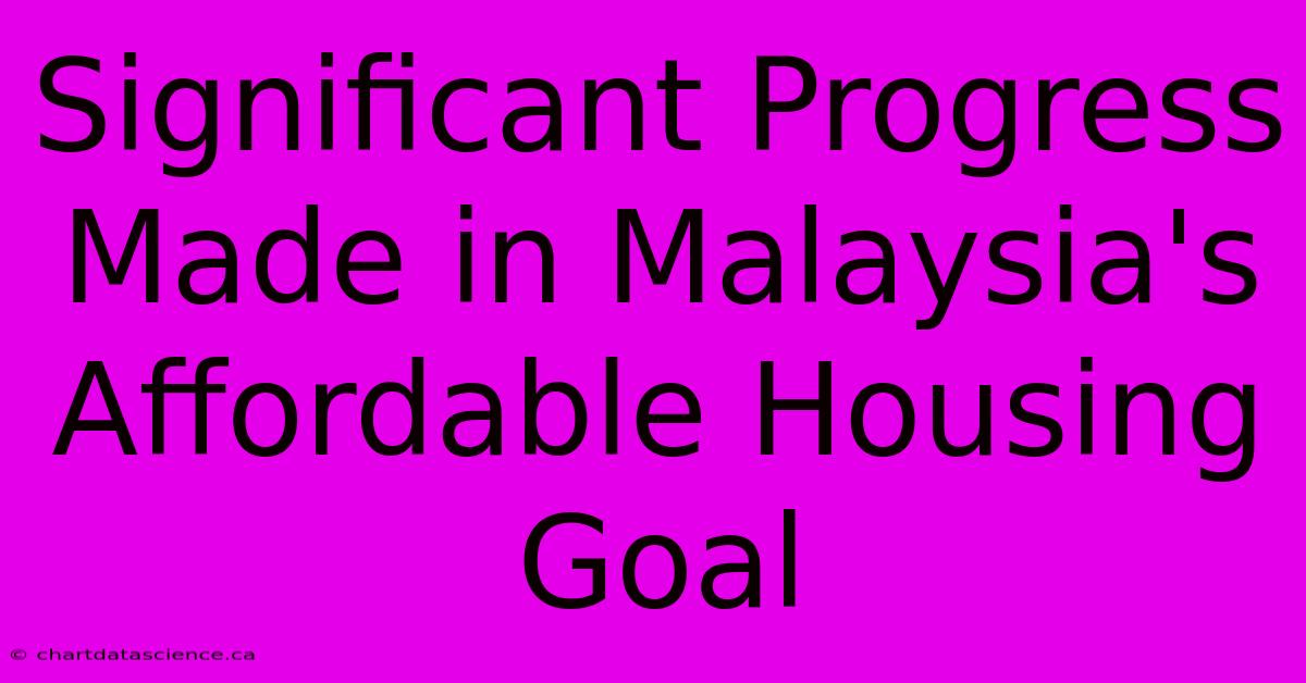 Significant Progress Made In Malaysia's Affordable Housing Goal