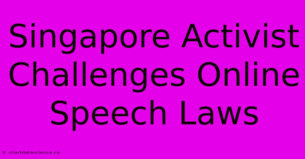 Singapore Activist Challenges Online Speech Laws