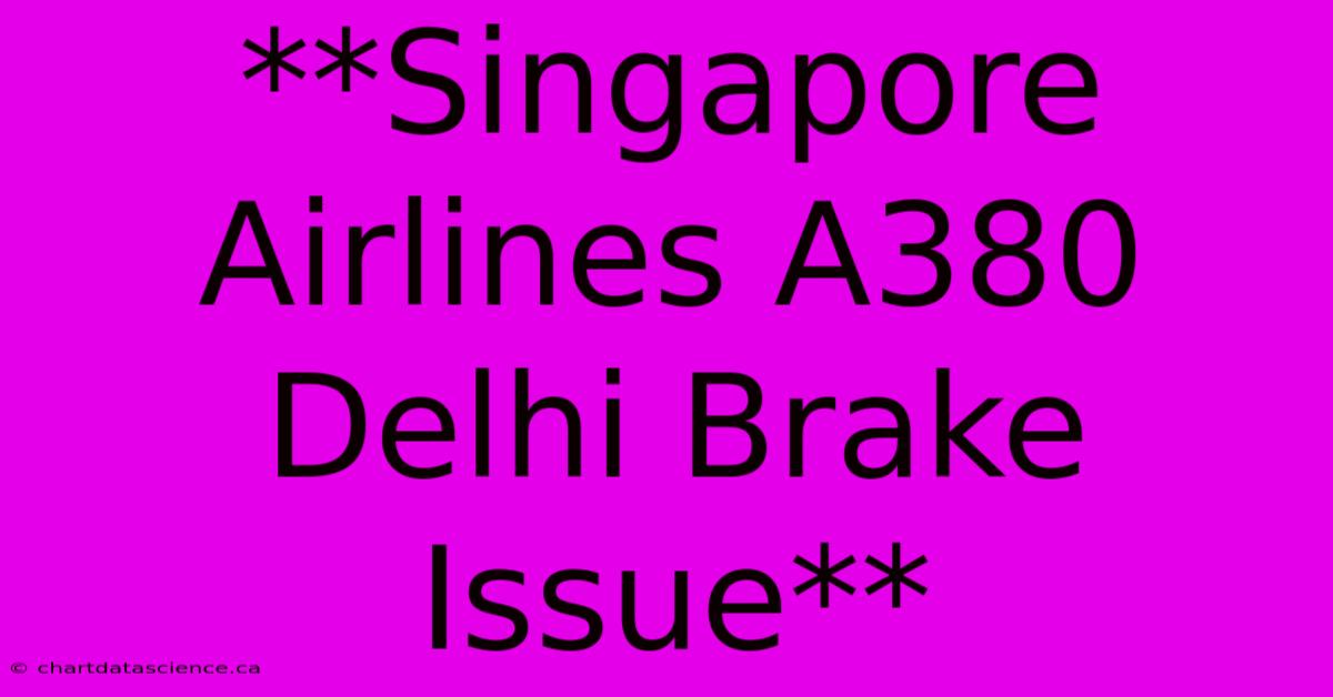 **Singapore Airlines A380 Delhi Brake Issue**