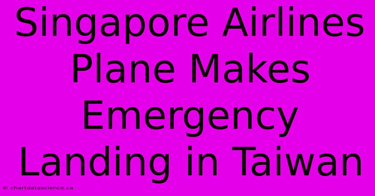 Singapore Airlines Plane Makes Emergency Landing In Taiwan