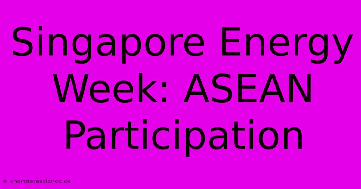 Singapore Energy Week: ASEAN Participation