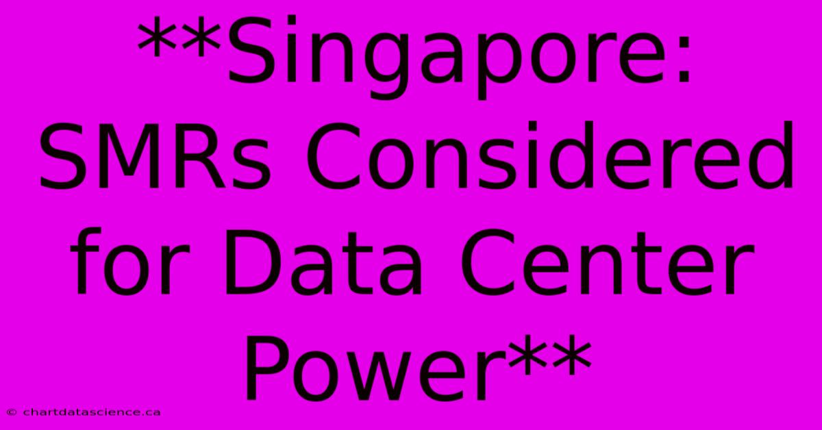 **Singapore: SMRs Considered For Data Center Power**