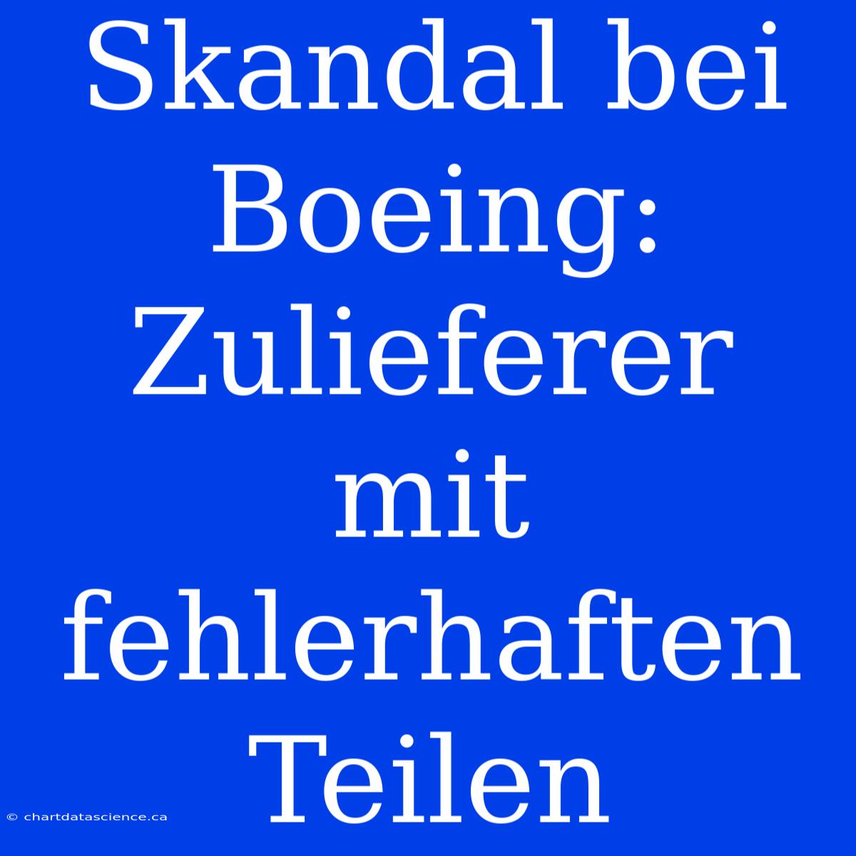 Skandal Bei Boeing: Zulieferer Mit Fehlerhaften Teilen