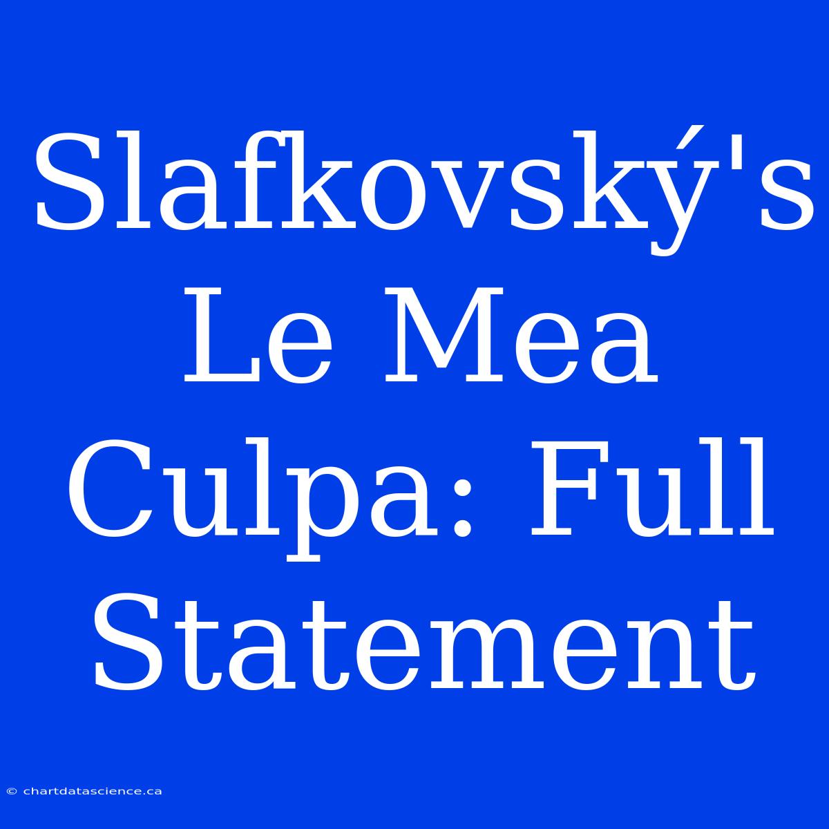 Slafkovský's Le Mea Culpa: Full Statement