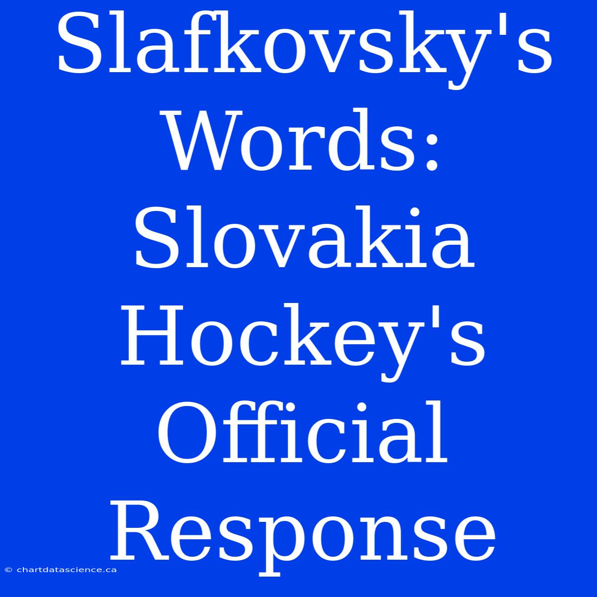 Slafkovsky's Words: Slovakia Hockey's Official Response