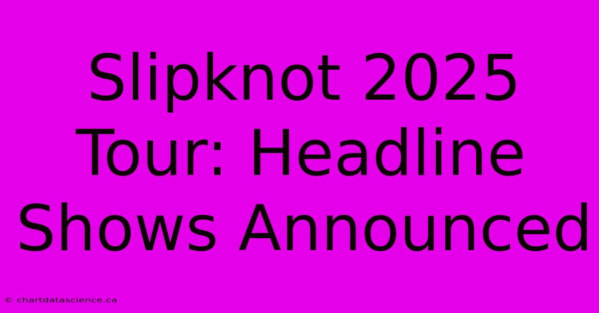 Slipknot 2025 Tour: Headline Shows Announced