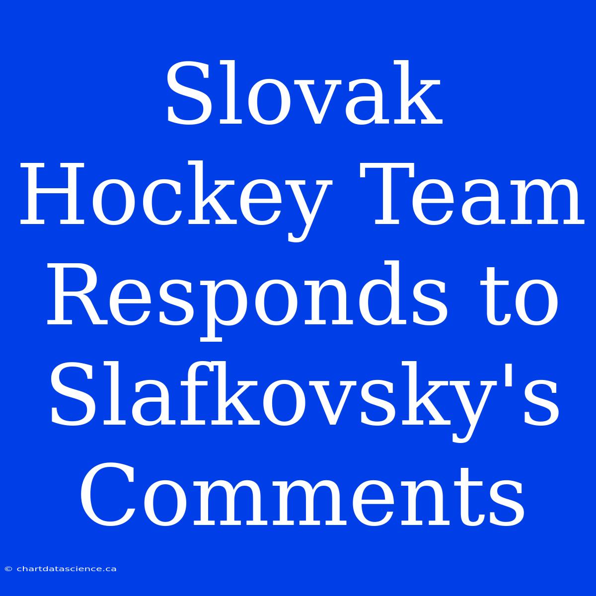 Slovak Hockey Team Responds To Slafkovsky's Comments