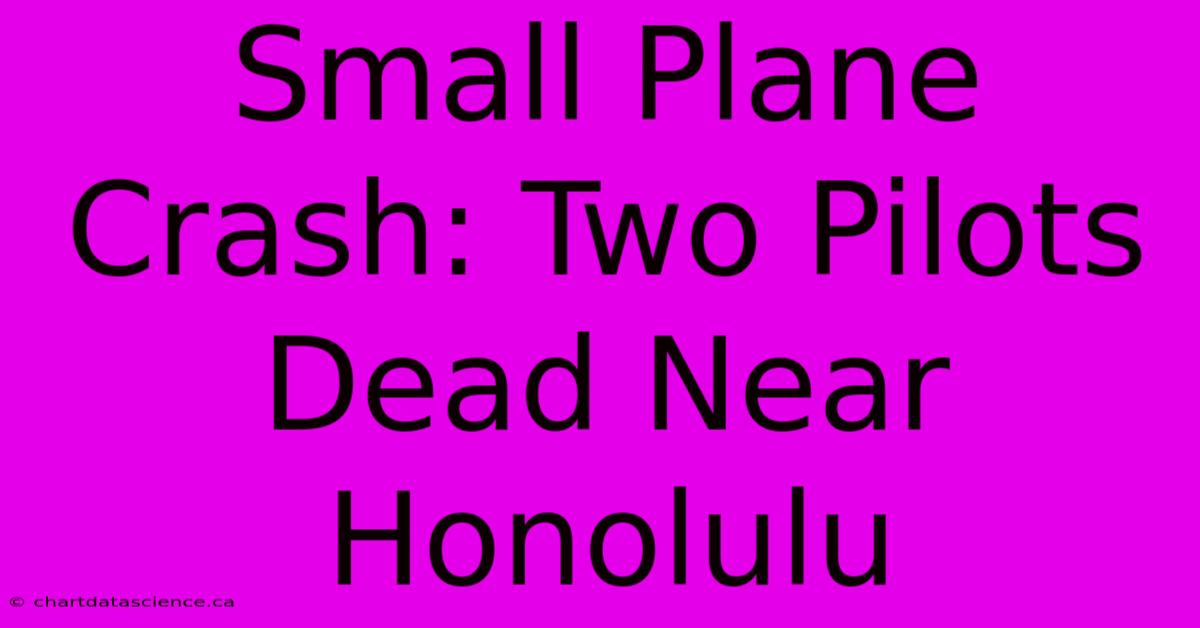 Small Plane Crash: Two Pilots Dead Near Honolulu