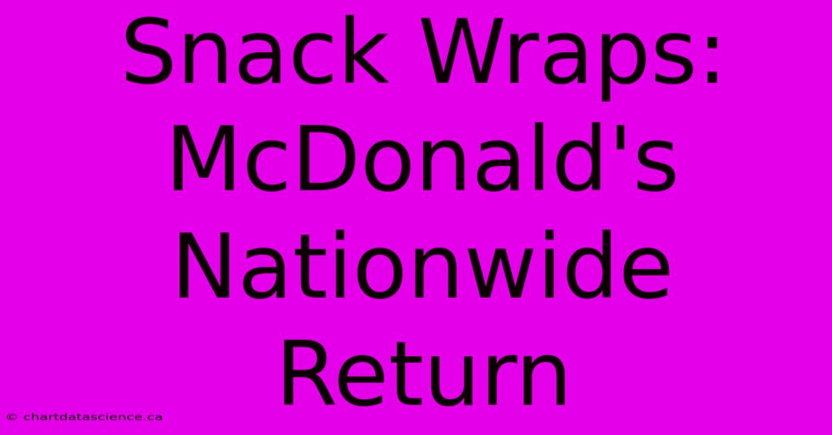 Snack Wraps: McDonald's Nationwide Return