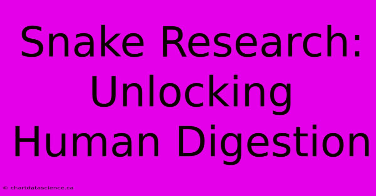 Snake Research: Unlocking Human Digestion 