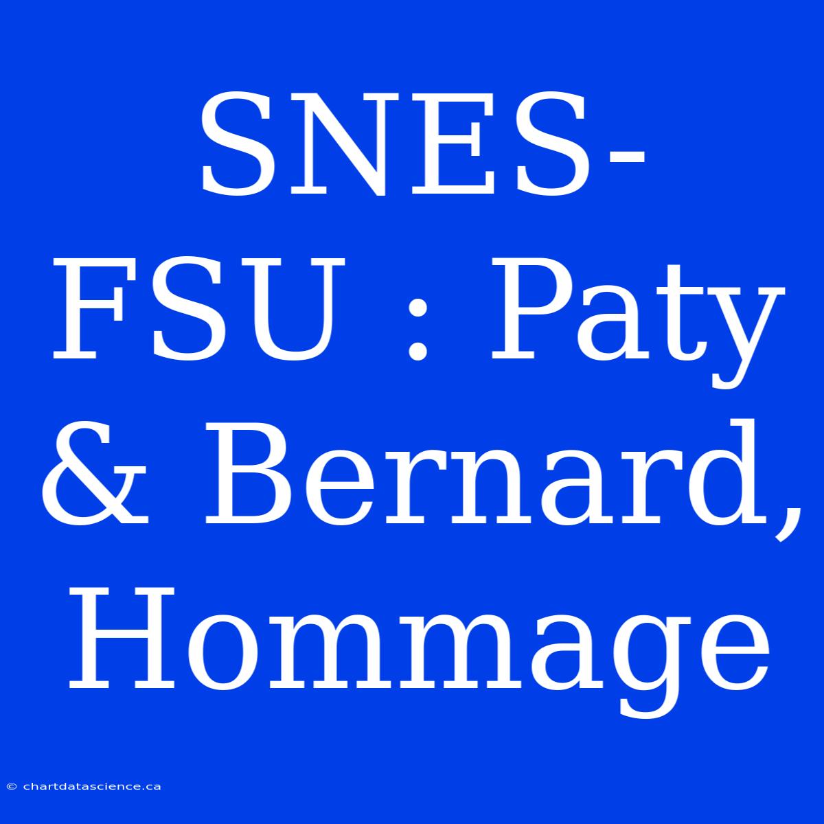 SNES-FSU : Paty & Bernard, Hommage