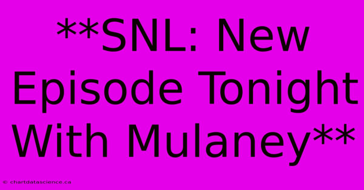 **SNL: New Episode Tonight With Mulaney** 