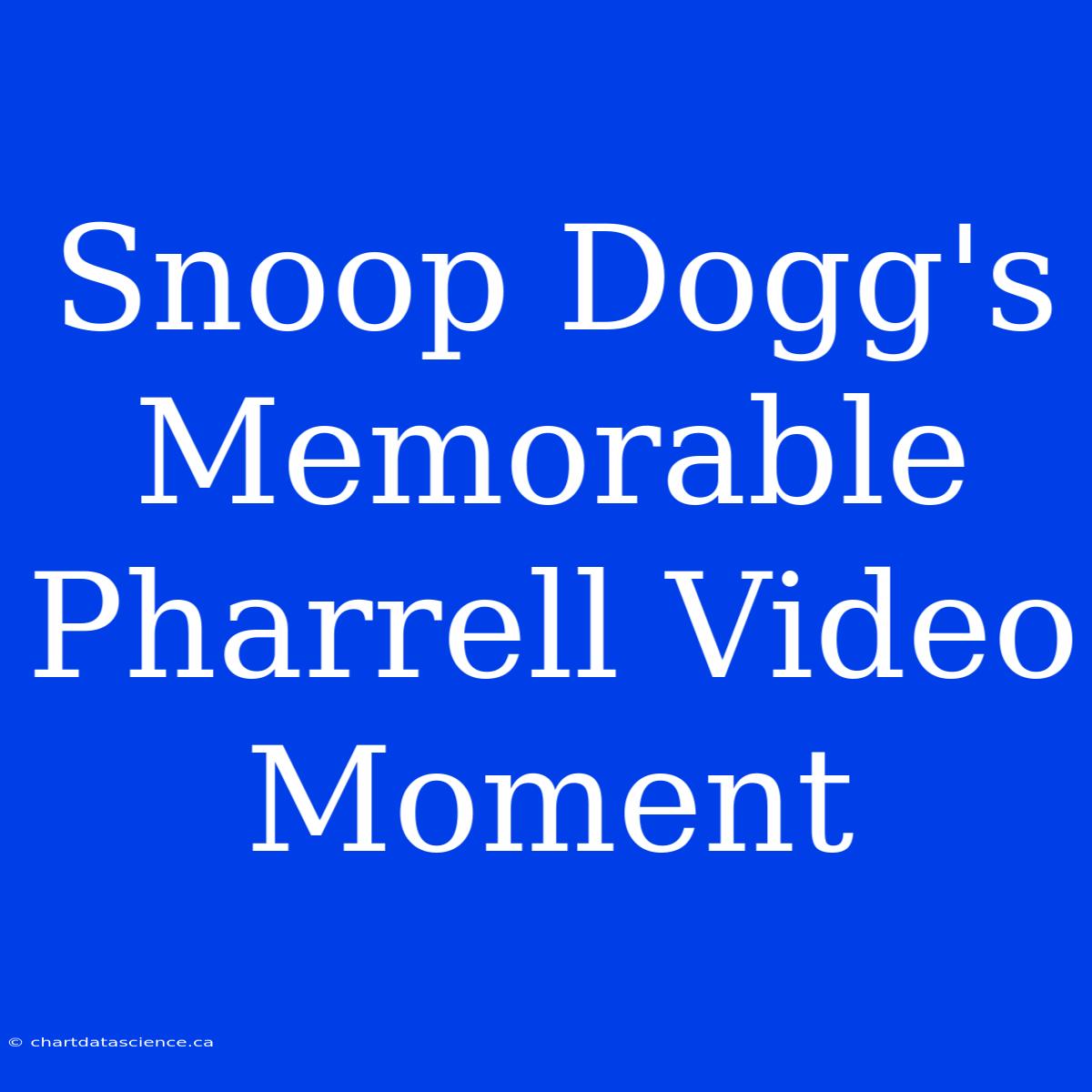 Snoop Dogg's Memorable Pharrell Video Moment