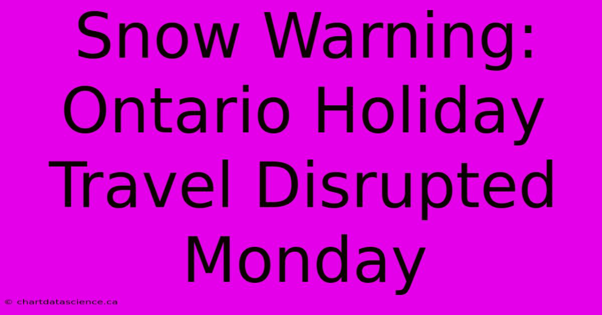 Snow Warning: Ontario Holiday Travel Disrupted Monday