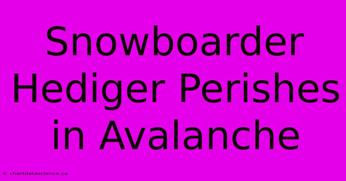 Snowboarder Hediger Perishes In Avalanche