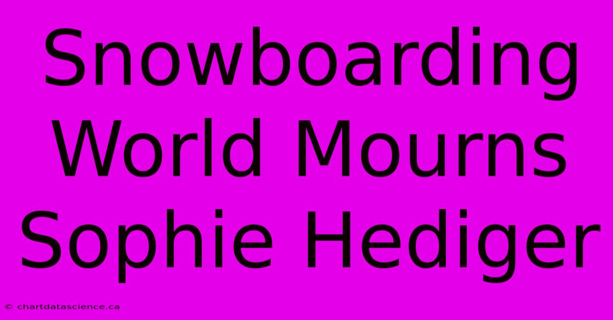 Snowboarding World Mourns Sophie Hediger