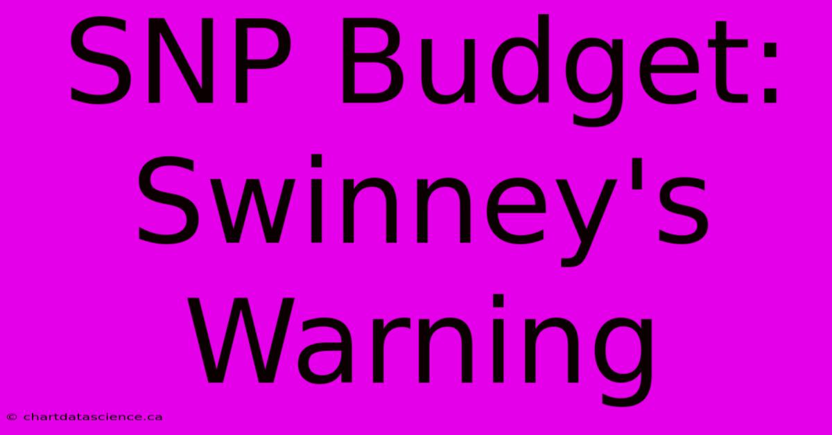 SNP Budget: Swinney's Warning