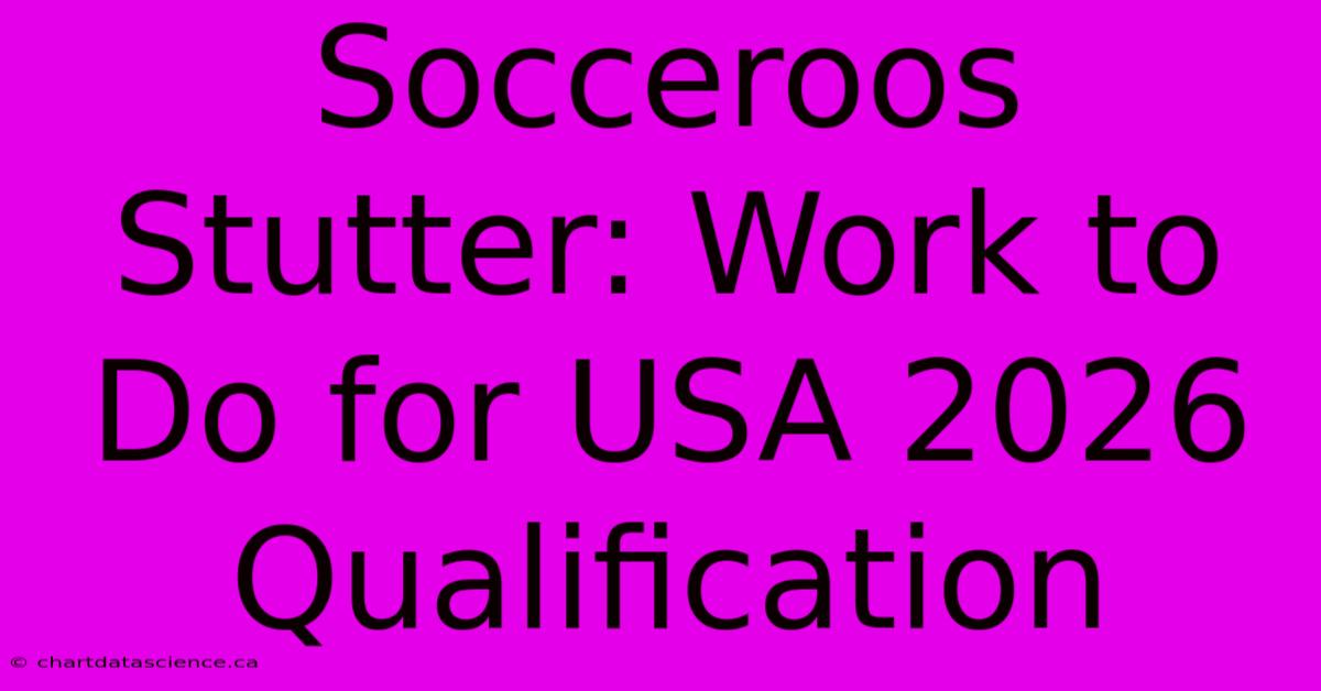 Socceroos Stutter: Work To Do For USA 2026 Qualification 