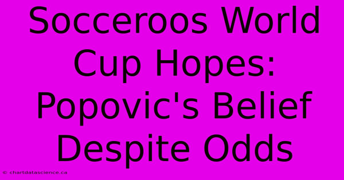 Socceroos World Cup Hopes: Popovic's Belief Despite Odds