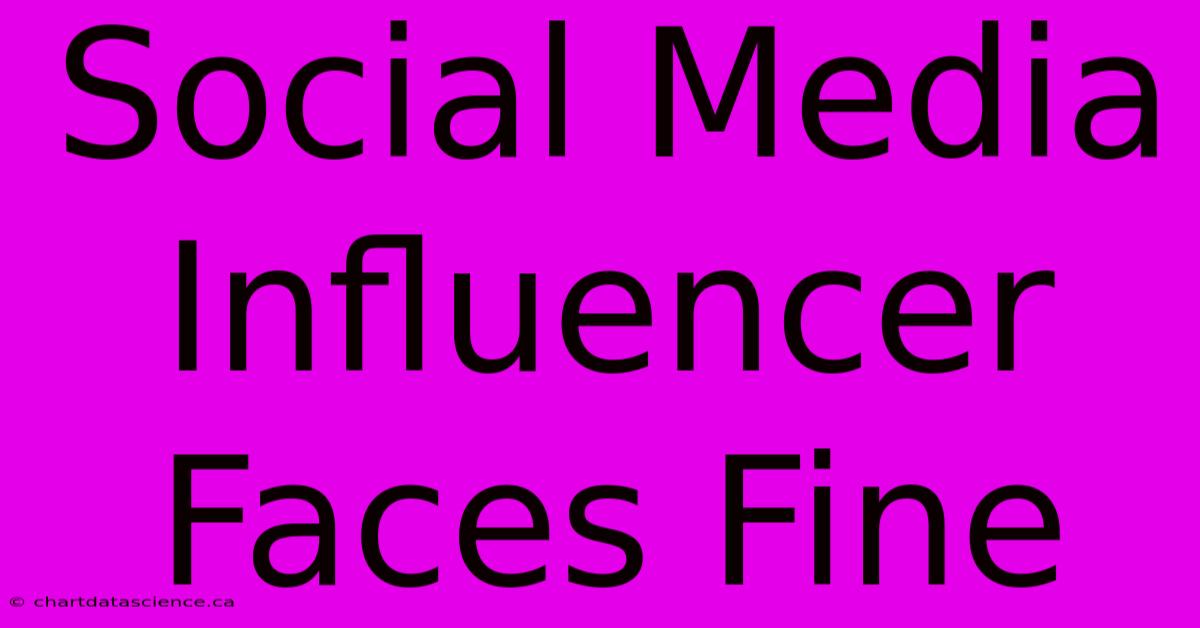 Social Media Influencer Faces Fine