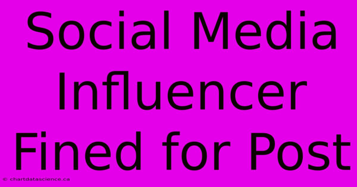 Social Media Influencer Fined For Post