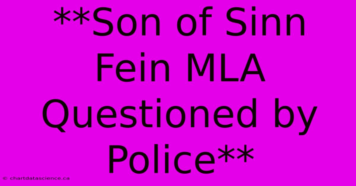 **Son Of Sinn Fein MLA Questioned By Police**