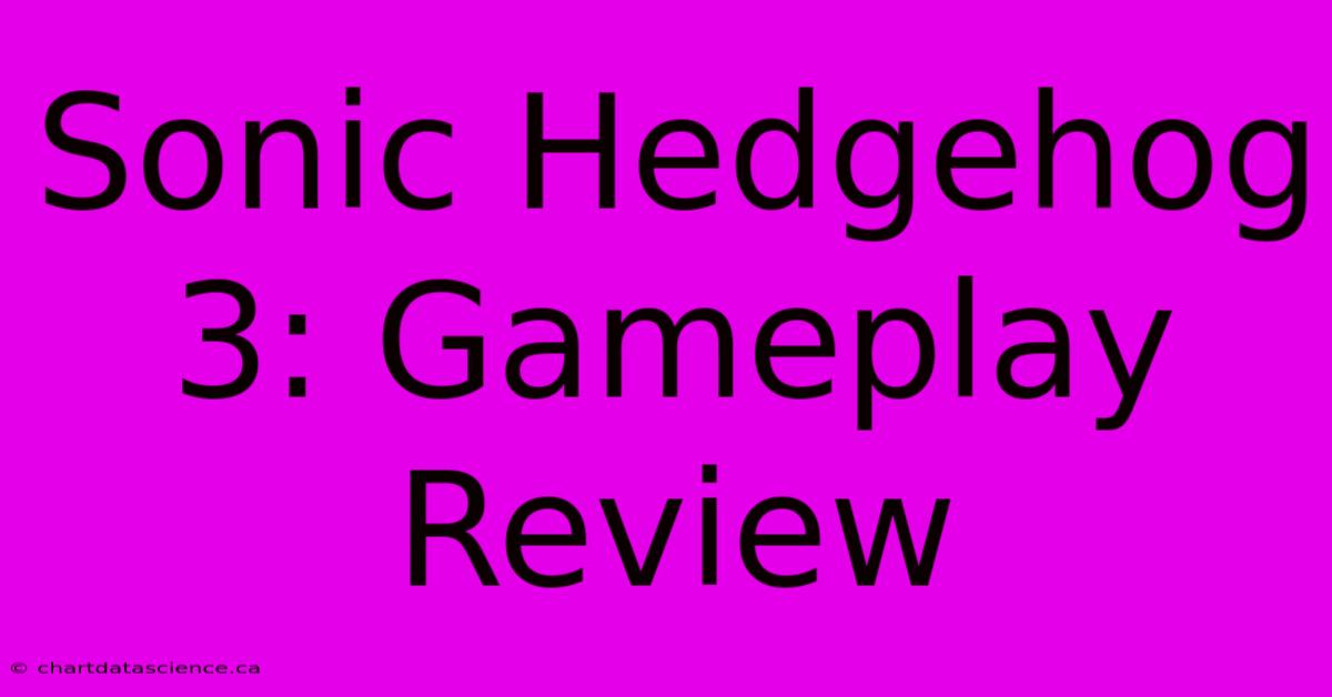 Sonic Hedgehog 3: Gameplay Review