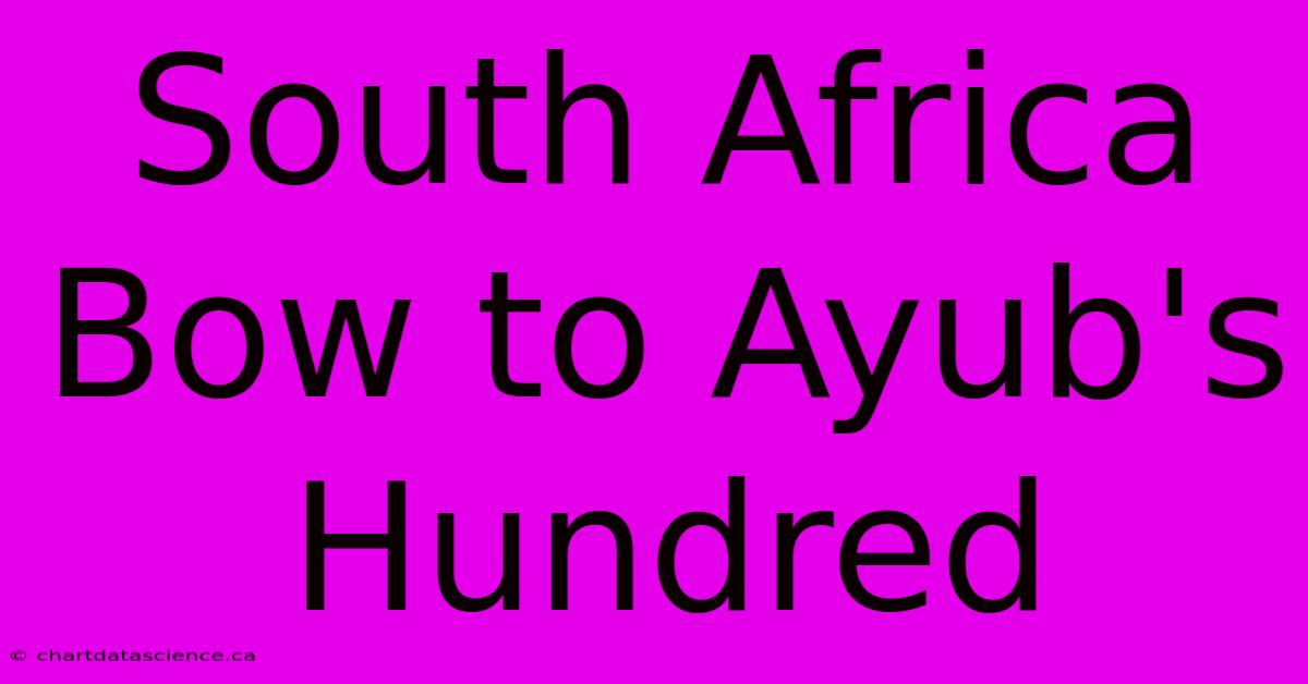 South Africa Bow To Ayub's Hundred