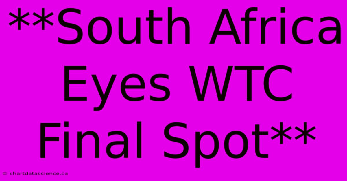 **South Africa Eyes WTC Final Spot**